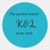 The perfect match couple name letter date blue sim