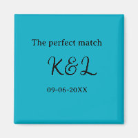 The perfect match couple name letter date blue sim
