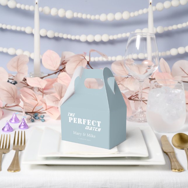 The PERFECT Match Dusty Blue Gable Favour Box (Wedding)