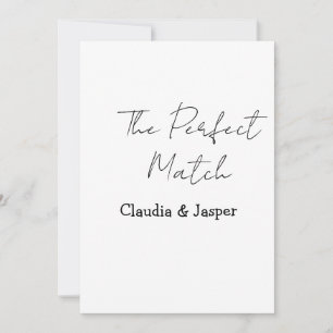 The perfect match name simple couple wedding invitation