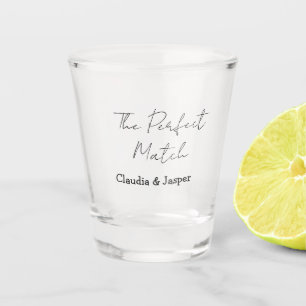 The perfect match name simple couple wedding shot glass