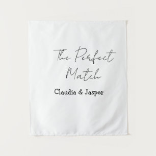 The perfect match name simple couple wedding tapestry