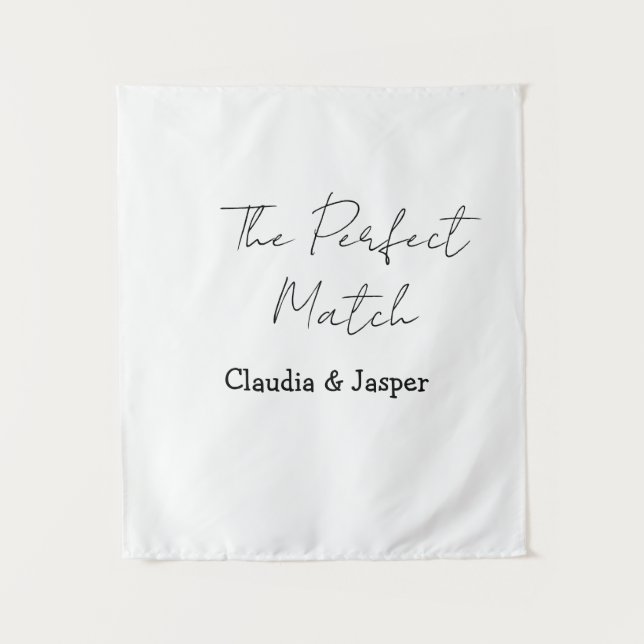 The perfect match name simple couple wedding tapestry (Front)