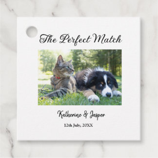 the perfect match pets photo wedding date simple favour tags