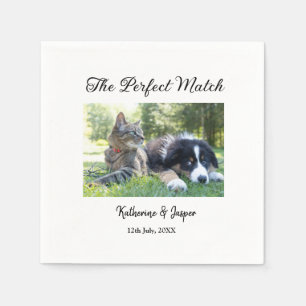 the perfect match pets photo wedding date simple napkin