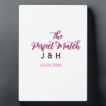 The perfect match pink black name date wedding cou plaque<br><div class="desc">For lovers like us</div>