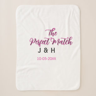 The perfect match pink black name date wedding cou sherpa blanket