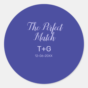 The perfect match royal blue luxury add couple nam classic round sticker