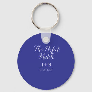 The perfect match royal blue luxury add couple nam key ring