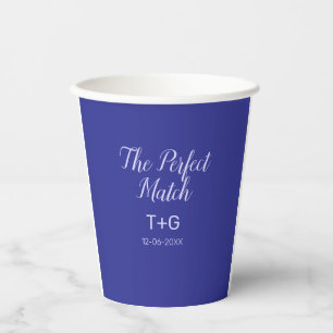 The perfect match royal blue luxury add couple nam paper cups