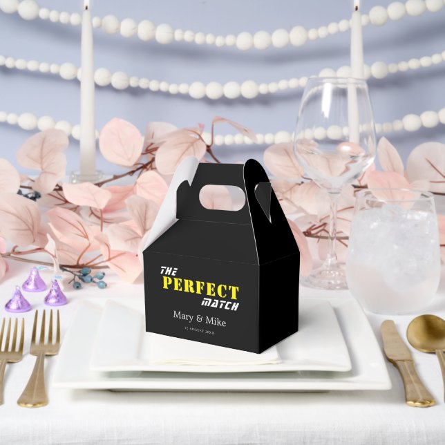 The PERFECT Match Solid Black Gable Favour Box (Wedding)