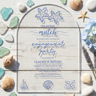 The Perfect Match Starfish Couple Engagement Party Acrylic Invitations