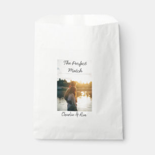The perfect match wedding couple photo modern add favour bag