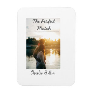 The perfect match wedding couple photo modern add magnet