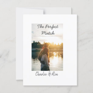 The perfect match wedding couple photo modern add  postcard