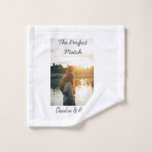 The perfect match wedding couple photo modern add wash cloth