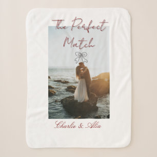 The perfect match wedding couple photo retro mauve sherpa blanket