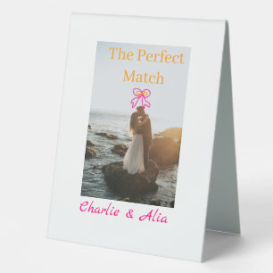 The perfect match wedding couple photo retro pink