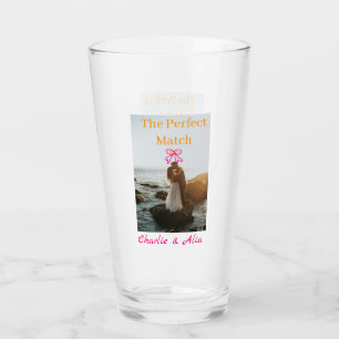 The perfect match wedding couple photo retro pink glass