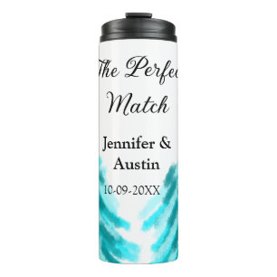 The perfect match winter blue pine tree wedding na thermal tumbler