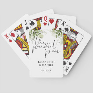 The Perfect Pair Greenery Floral Wedding Favour Playing Cards