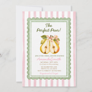 The Perfect Pair Pear Pink Sage Bridal Shower Invitation
