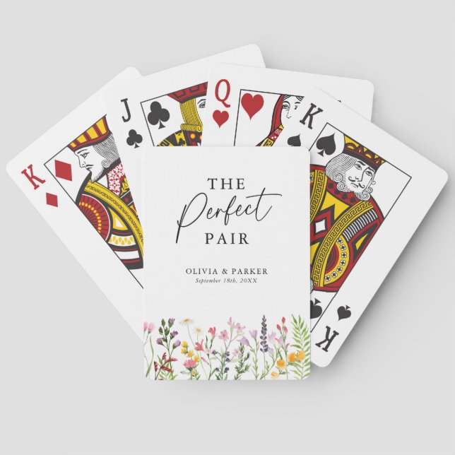 The Perfect Pair Wildflower Wedding Favour Playing Cards (Back)