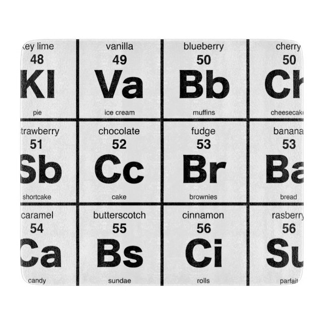 The Periodic Table of Desserts Cutting Board (Front)