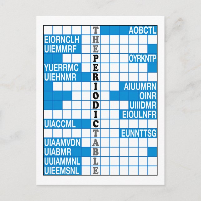 The Periodic Table Word Scramble Postcard (Front)