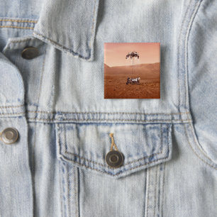 The Perseverance Rover Landing Safely On Mars. 15 Cm Square Badge