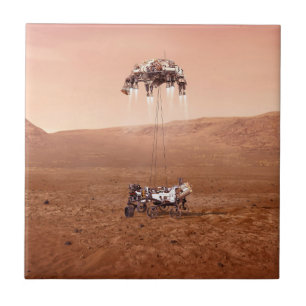 The Perseverance Rover Landing Safely On Mars. Ceramic Tile