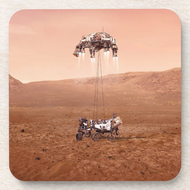 The Perseverance Rover Landing Safely On Mars. Coaster (Front)