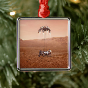 The Perseverance Rover Landing Safely On Mars. Metal Ornament