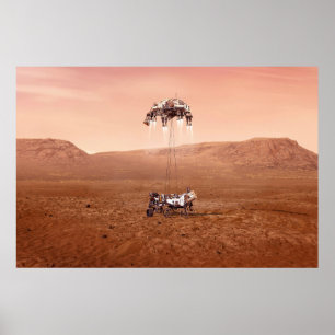 The Perseverance Rover Landing Safely On Mars. Poster