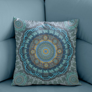 The Persian's gyrate psychedelic eyes' mandala  Cushion