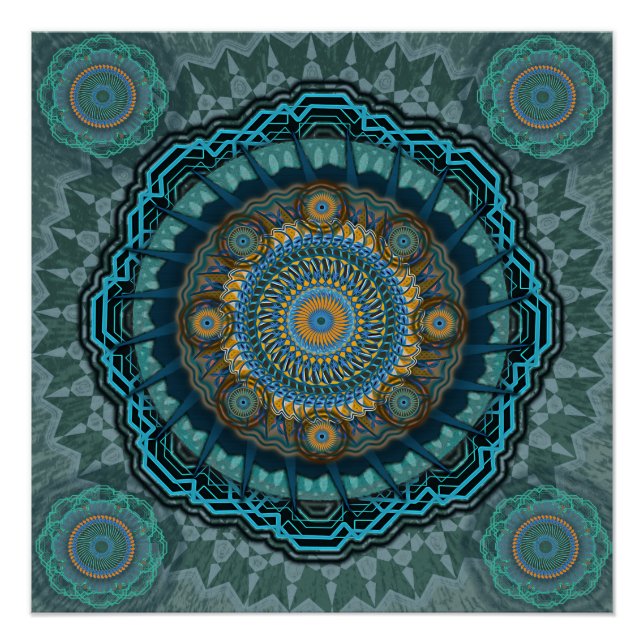 The Persian's gyrate psychedelic eyes' mandala  Poster (Front)