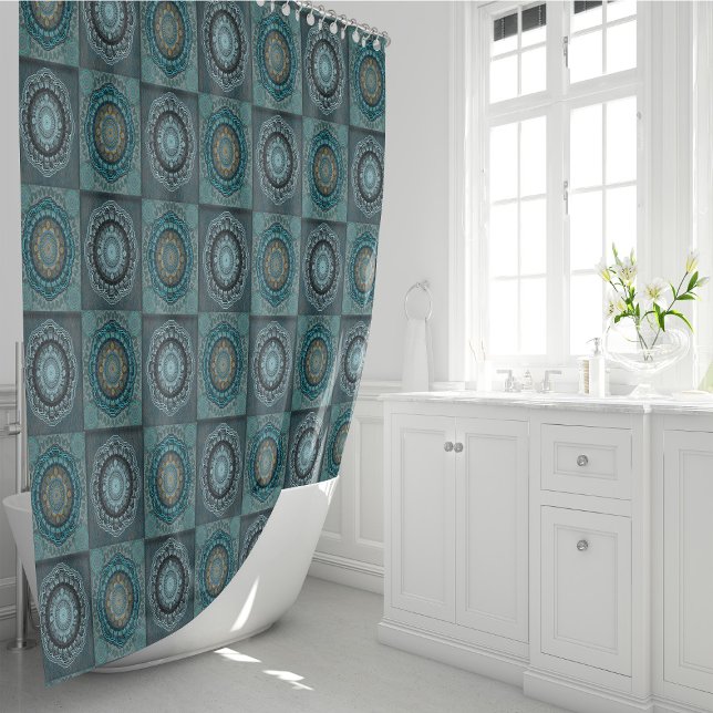 The Persian's gyrate psychedelic eyes' mandala  Shower Curtain (Creator Uploaded)