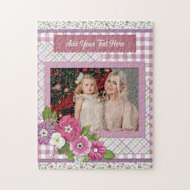 The Personalised Picture Frame with Custom Text  Jigsaw Puzzle (Vertical)