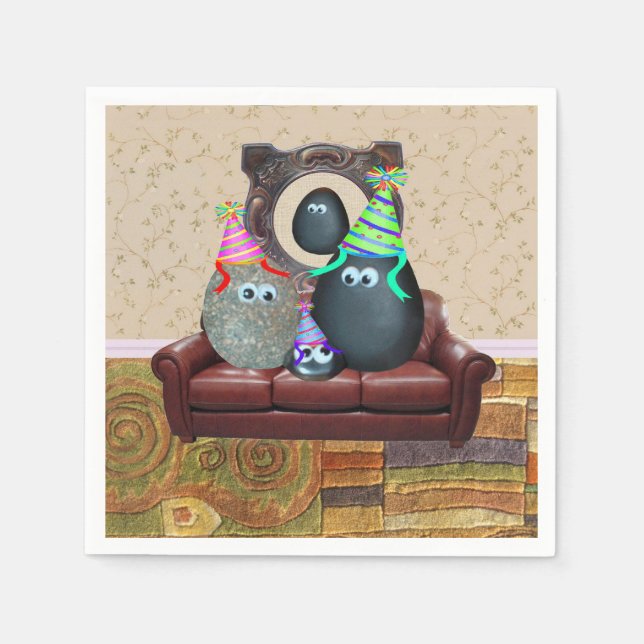 The Pet Rock Family Cocktail Napkin (Front)