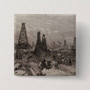 The Petroleum Oil Wells at Baku on the Caspian 15 Cm Square Badge