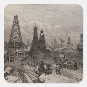 The Petroleum Oil Wells at Baku on the Caspian Square Sticker