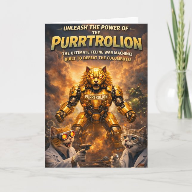 The petroleum ultimate feline war machine greeting card (Front)