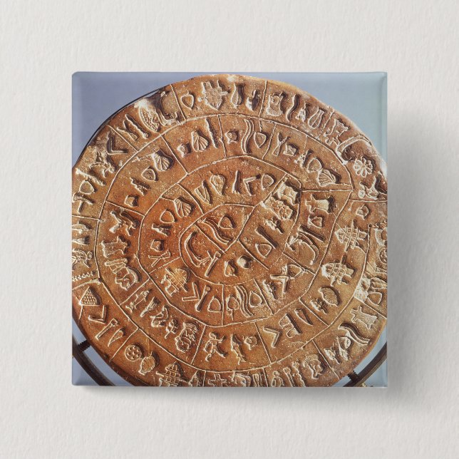 The Phaistos Disc, with unknown significance 15 Cm Square Badge (Front)