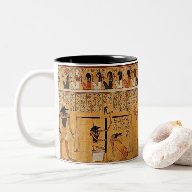 The Pharaohs of Ancient Egypt Art Two-Tone Coffee Mug (With Donut)