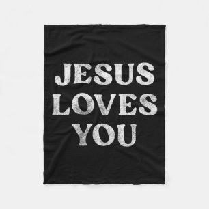 The Phrase Jesus Loves You On A Premium Tri-blend Fleece Blanket