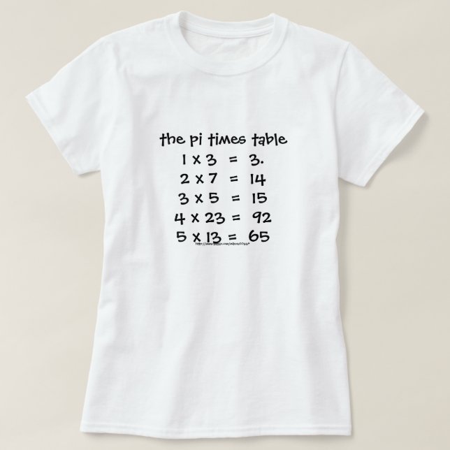 the pi times table T-Shirt (Design Front)