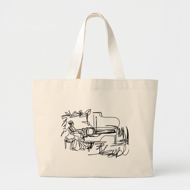 The Pianist - Piano Theme Large Tote Bag (Front)