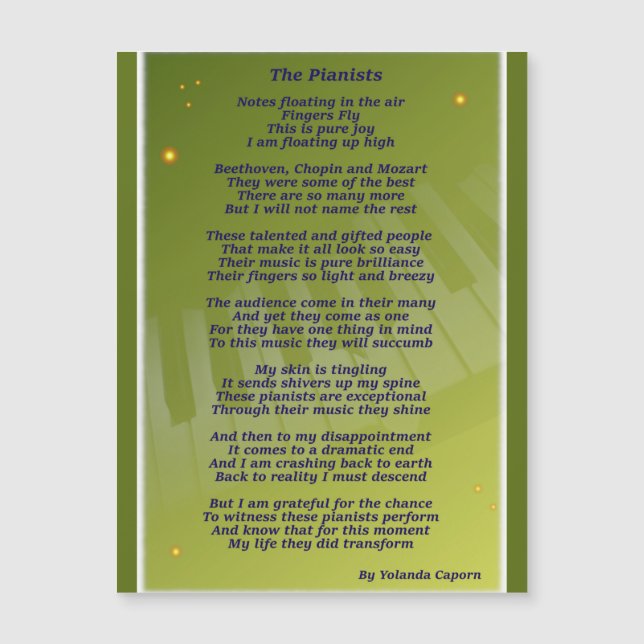 The Pianists Magnetic Card (Front)