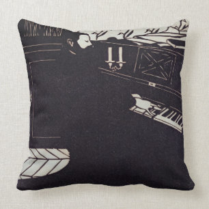 The Piano, 1914 (woodcut) Cushion