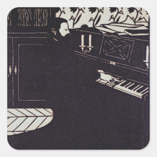 The Piano, 1914 (woodcut) Square Sticker